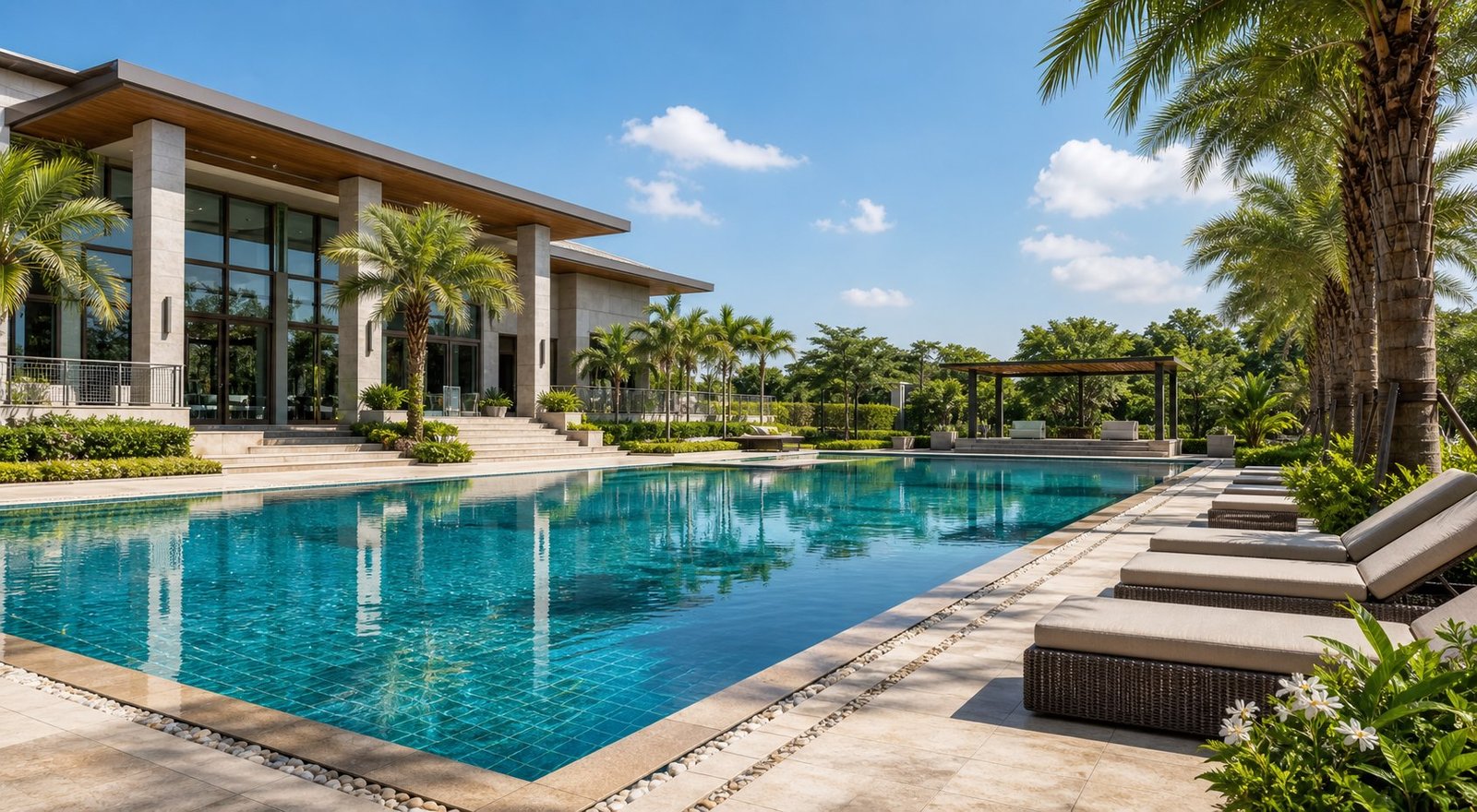 Swimming pool amenity at Nirvaana Greens residential plots in Haridwar